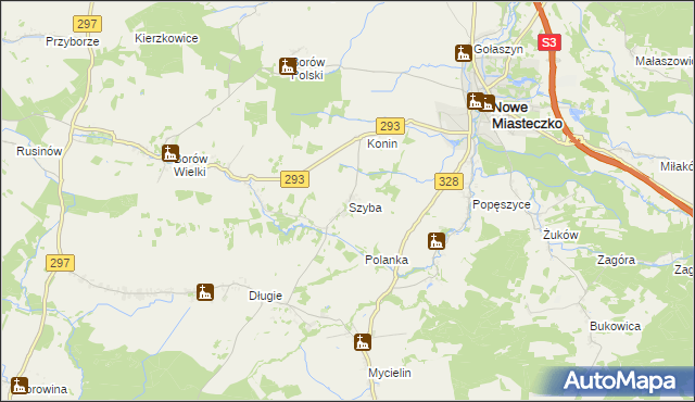 mapa Szyba gmina Nowe Miasteczko, Szyba gmina Nowe Miasteczko na mapie Targeo