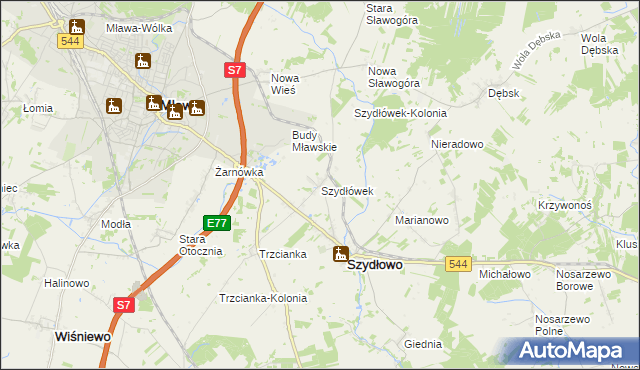 mapa Szydłówek gmina Szydłowo, Szydłówek gmina Szydłowo na mapie Targeo