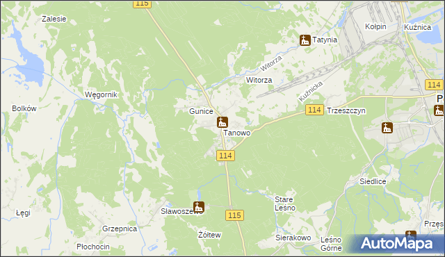 mapa Tanowo, Tanowo na mapie Targeo