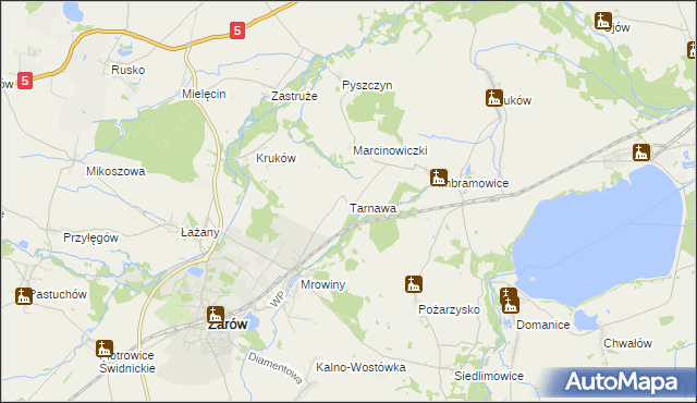 mapa Tarnawa gmina Żarów, Tarnawa gmina Żarów na mapie Targeo