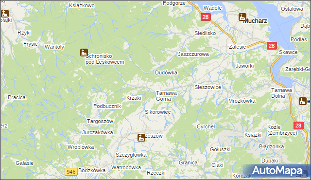 mapa Tarnawa Górna gmina Zembrzyce, Tarnawa Górna gmina Zembrzyce na mapie Targeo