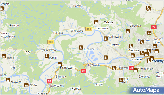 mapa Tarnawce, Tarnawce na mapie Targeo