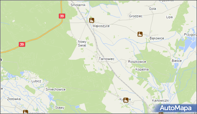 mapa Tarnowiec gmina Lubsza, Tarnowiec gmina Lubsza na mapie Targeo