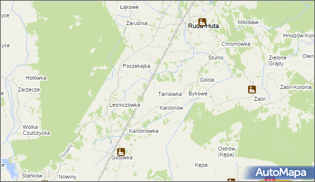 mapa Tarnówka gmina Ruda-Huta, Tarnówka gmina Ruda-Huta na mapie Targeo