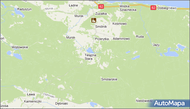 mapa Telążna Leśna, Telążna Leśna na mapie Targeo