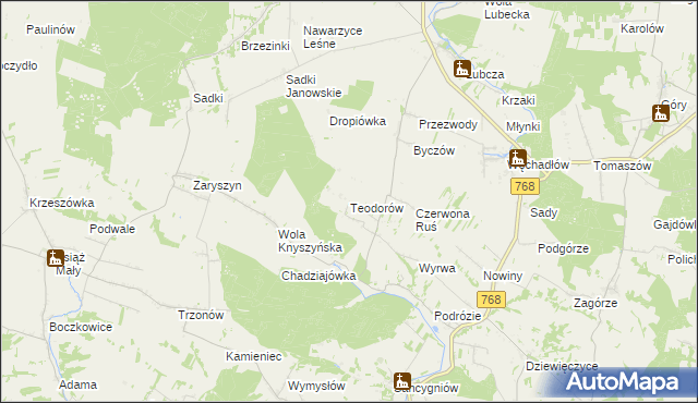 mapa Teodorów gmina Działoszyce, Teodorów gmina Działoszyce na mapie Targeo