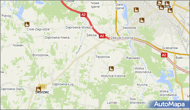 mapa Teodorów gmina Skórzec, Teodorów gmina Skórzec na mapie Targeo