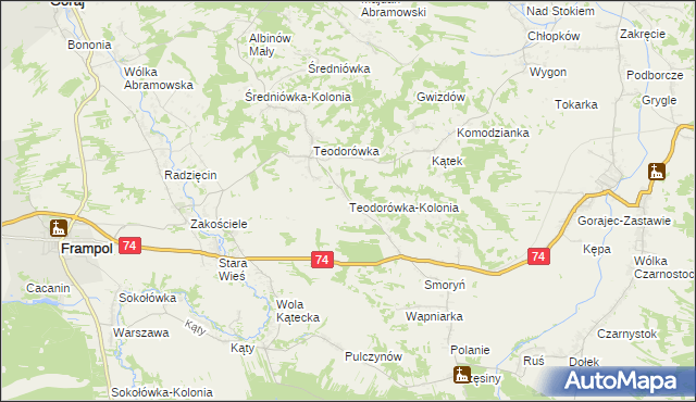mapa Teodorówka-Kolonia, Teodorówka-Kolonia na mapie Targeo