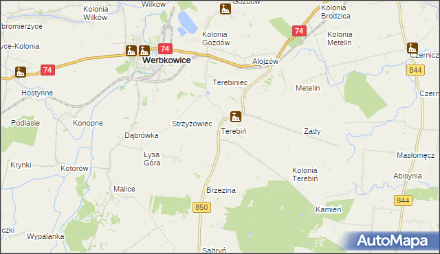 mapa Terebiń, Terebiń na mapie Targeo