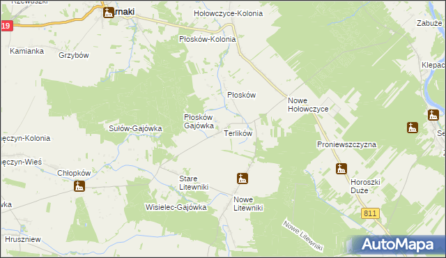 mapa Terlików, Terlików na mapie Targeo