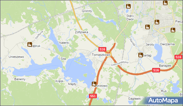 mapa Tomaszkowo, Tomaszkowo na mapie Targeo