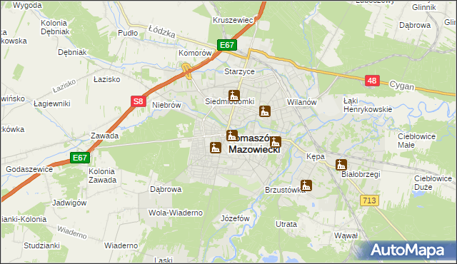 mapa Tomaszów Mazowiecki, Tomaszów Mazowiecki na mapie Targeo