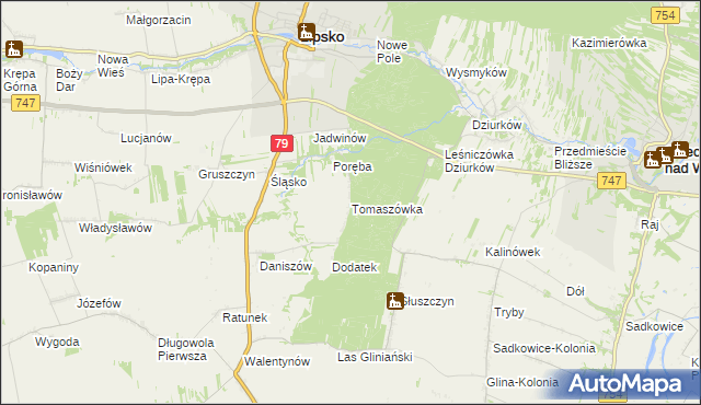 mapa Tomaszówka gmina Lipsko, Tomaszówka gmina Lipsko na mapie Targeo