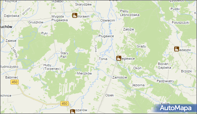 mapa Tonia gmina Doruchów, Tonia gmina Doruchów na mapie Targeo