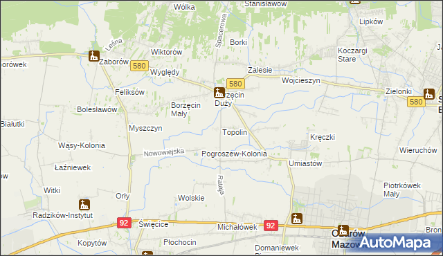 mapa Topolin gmina Stare Babice, Topolin gmina Stare Babice na mapie Targeo