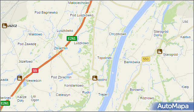 mapa Topolinek gmina Świecie, Topolinek gmina Świecie na mapie Targeo