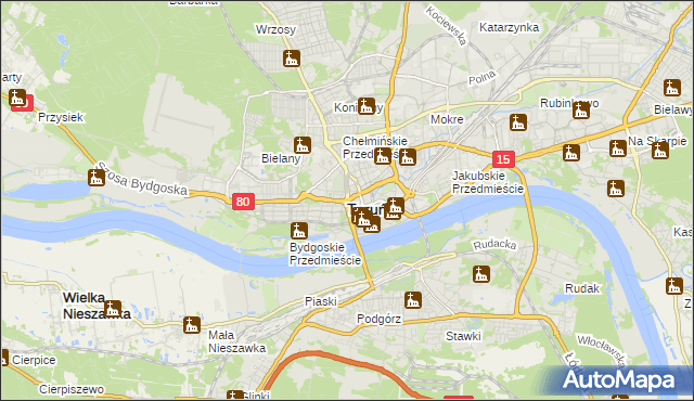 mapa Torunia, Toruń na mapie Targeo