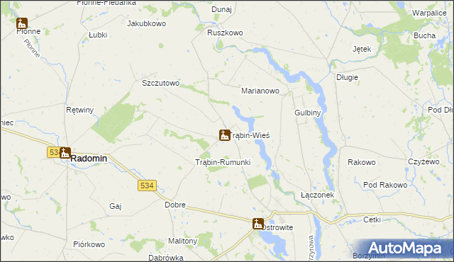 mapa Trąbin-Wieś, Trąbin-Wieś na mapie Targeo