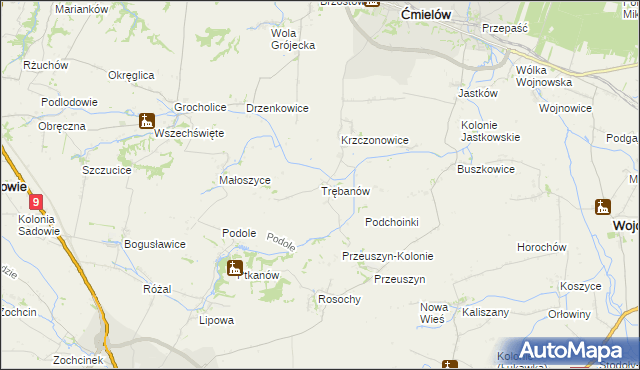 mapa Trębanów, Trębanów na mapie Targeo