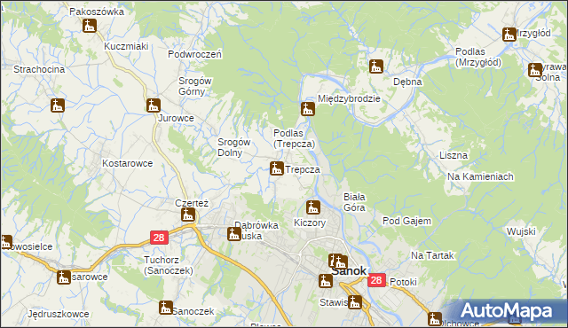 mapa Trepcza, Trepcza na mapie Targeo