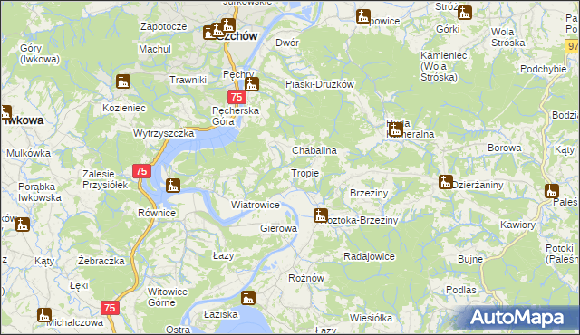 mapa Tropie gmina Gródek nad Dunajcem, Tropie gmina Gródek nad Dunajcem na mapie Targeo