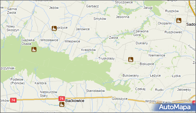 mapa Truskolasy gmina Sadowie, Truskolasy gmina Sadowie na mapie Targeo