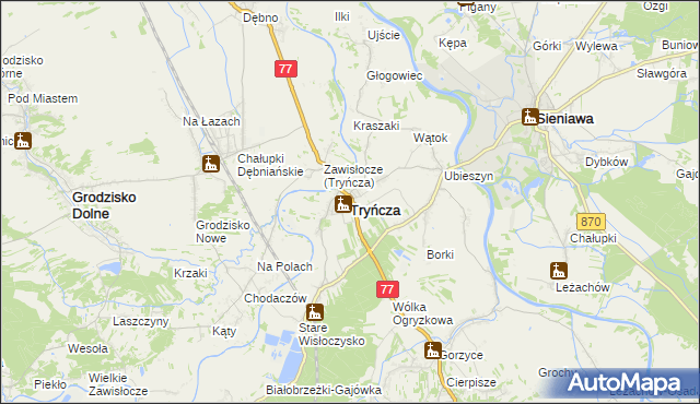 mapa Tryńcza, Tryńcza na mapie Targeo