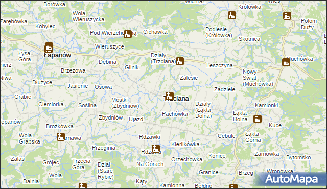 mapa Trzciana powiat bocheński, Trzciana powiat bocheński na mapie Targeo