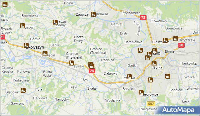 mapa Trzcinica gmina Jasło, Trzcinica gmina Jasło na mapie Targeo