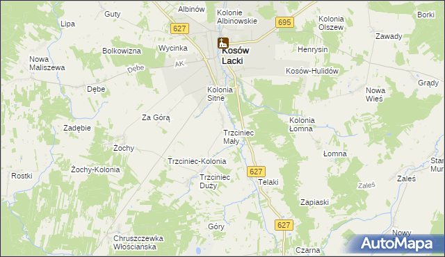 mapa Trzciniec Mały, Trzciniec Mały na mapie Targeo