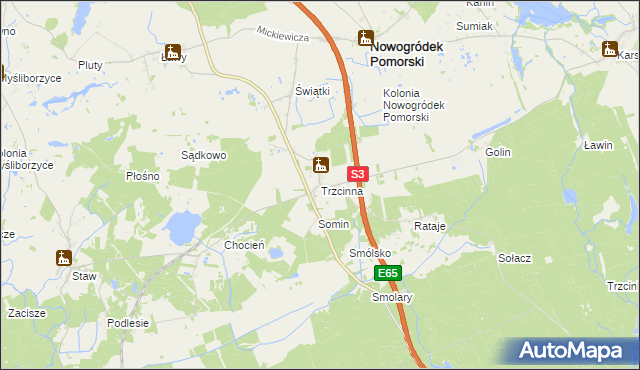 mapa Trzcinna, Trzcinna na mapie Targeo