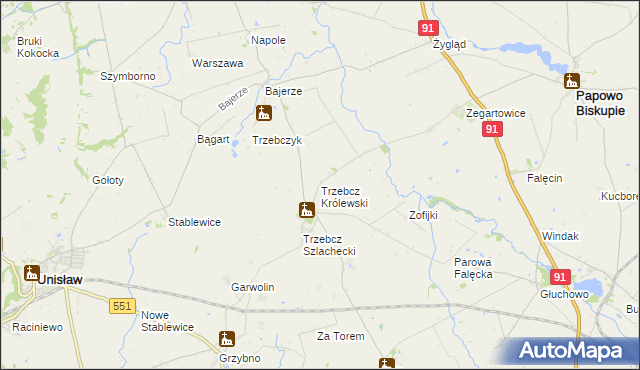 mapa Trzebcz Królewski, Trzebcz Królewski na mapie Targeo