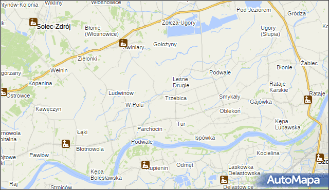 mapa Trzebica, Trzebica na mapie Targeo