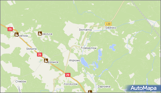 mapa Trzebiechów gmina Maszewo, Trzebiechów gmina Maszewo na mapie Targeo