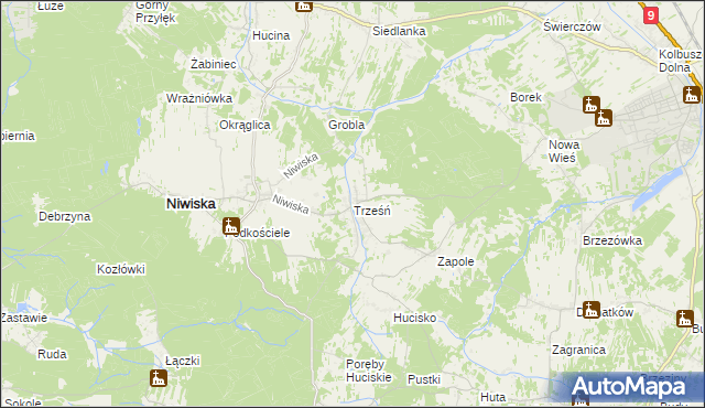 mapa Trześń gmina Niwiska, Trześń gmina Niwiska na mapie Targeo