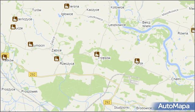 mapa Trzęsów gmina Grębocice, Trzęsów gmina Grębocice na mapie Targeo