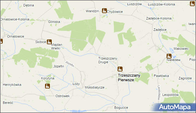 mapa Trzeszczany Drugie, Trzeszczany Drugie na mapie Targeo