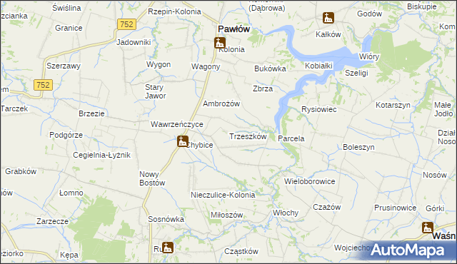 mapa Trzeszków, Trzeszków na mapie Targeo