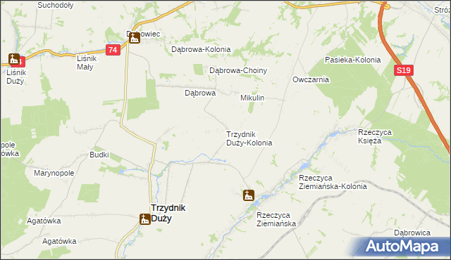 mapa Trzydnik Duży-Kolonia, Trzydnik Duży-Kolonia na mapie Targeo