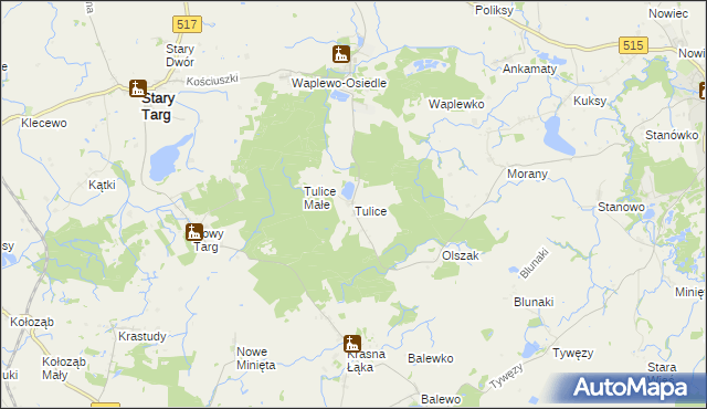 mapa Tulice, Tulice na mapie Targeo
