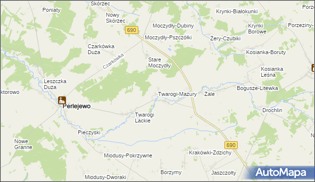 mapa Twarogi-Mazury, Twarogi-Mazury na mapie Targeo