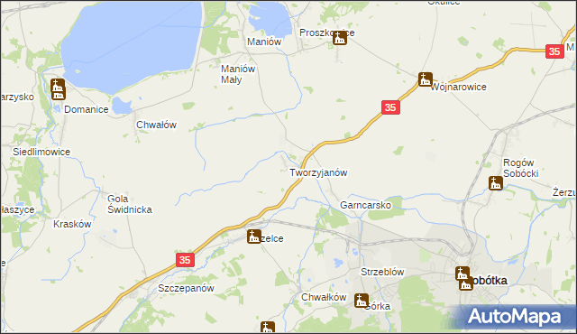 mapa Tworzyjanów, Tworzyjanów na mapie Targeo