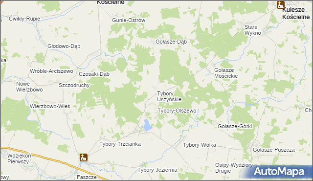 mapa Tybory Uszyńskie, Tybory Uszyńskie na mapie Targeo