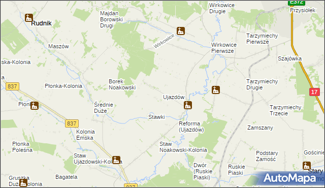 mapa Ujazdów gmina Nielisz, Ujazdów gmina Nielisz na mapie Targeo