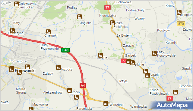 mapa Ujezna, Ujezna na mapie Targeo