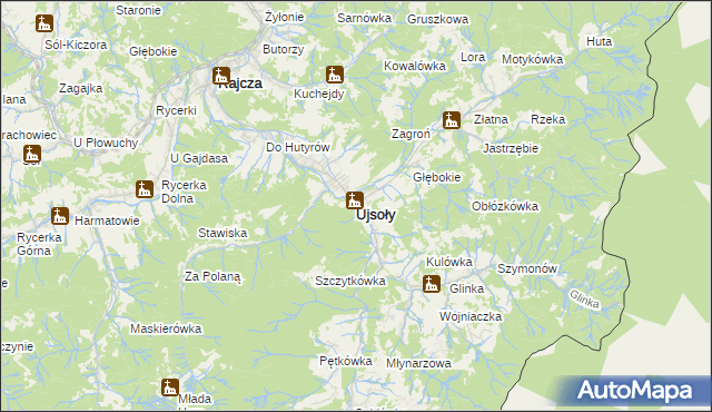 mapa Ujsoły, Ujsoły na mapie Targeo