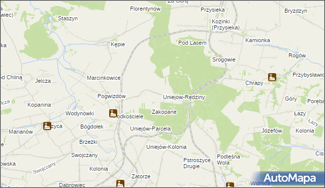 mapa Uniejów-Rędziny, Uniejów-Rędziny na mapie Targeo