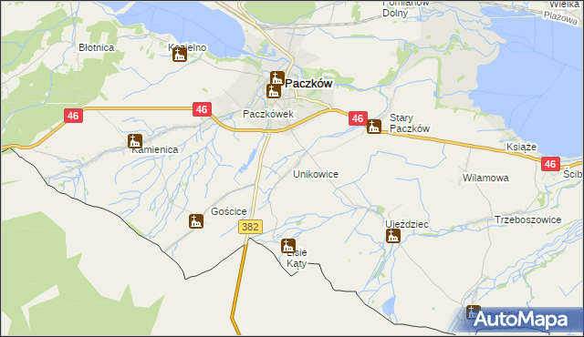 mapa Unikowice, Unikowice na mapie Targeo