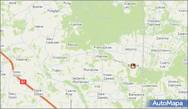 mapa Urbanów, Urbanów na mapie Targeo