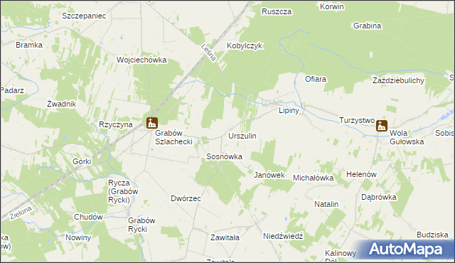 mapa Urszulin gmina Nowodwór, Urszulin gmina Nowodwór na mapie Targeo
